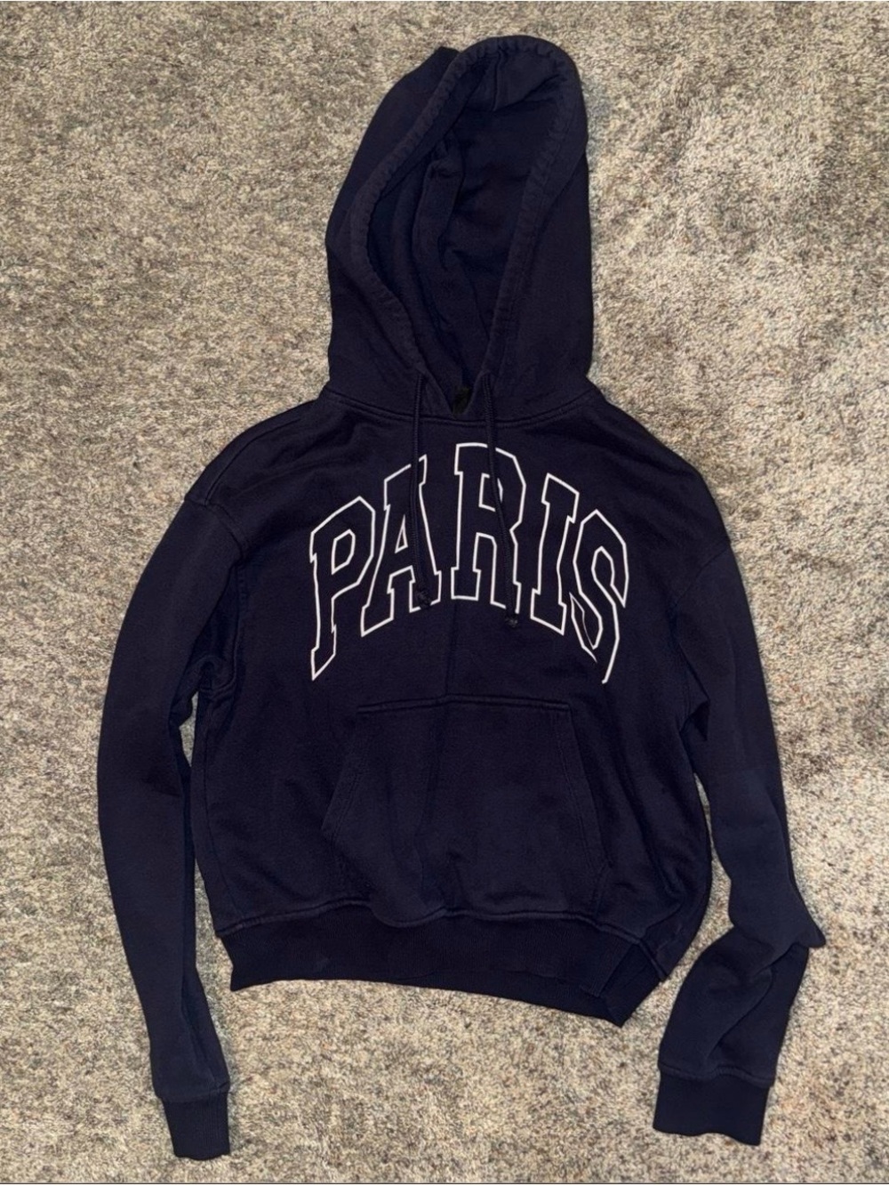 H&M Navy Hoodie with White 'PARIS' Logo